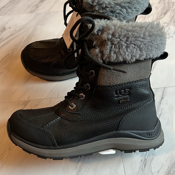 UGG Adirondack round toe leather suede black waterproof booties boots shoe 5 - Picture 3 of 8